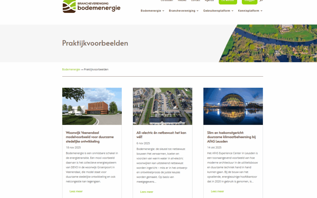 Nieuw op onze website: praktijkvoorbeelden van bodemenergieprojecten