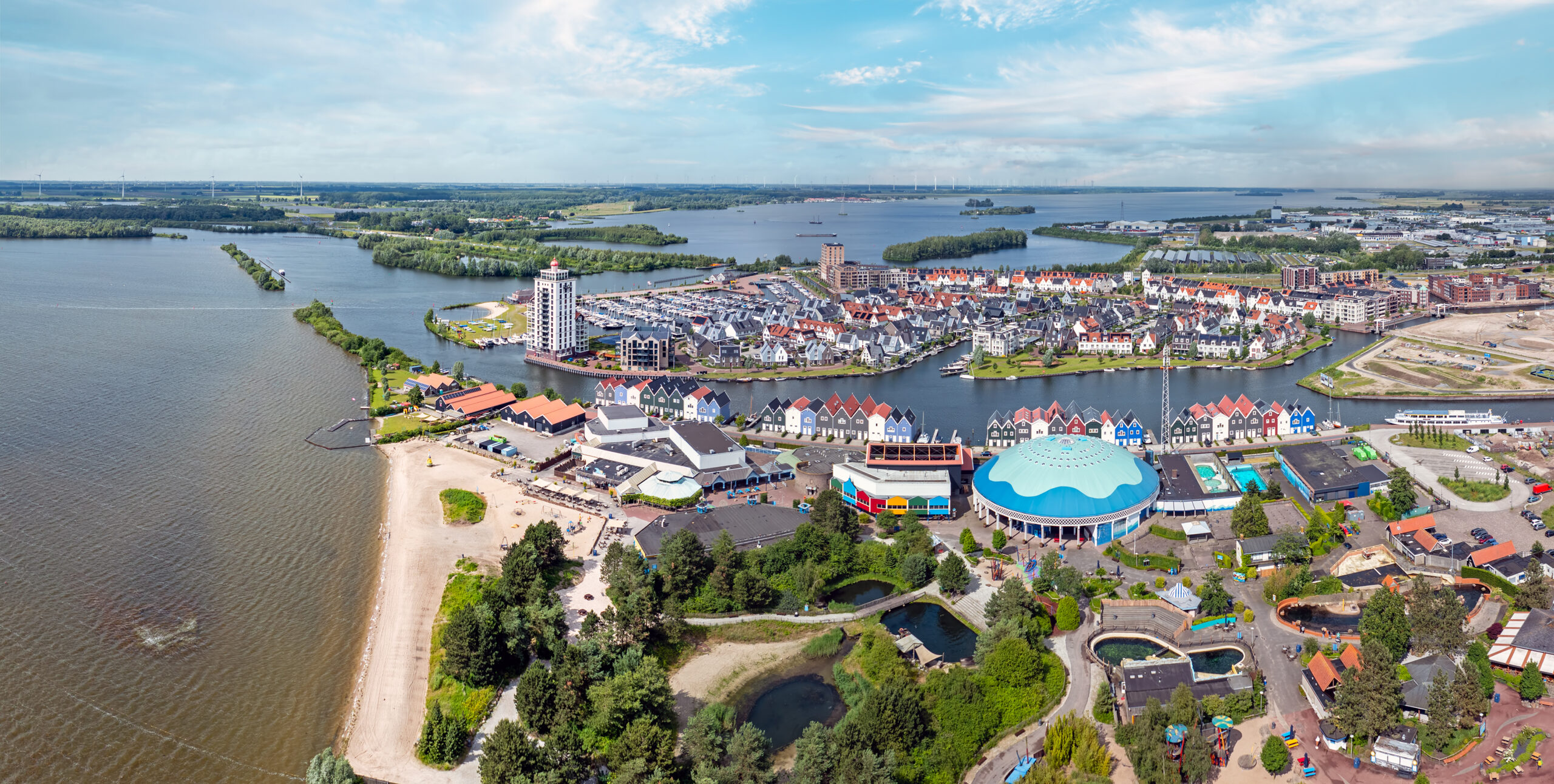 Aerial panorama from the city Harderwijk in the Netherlands